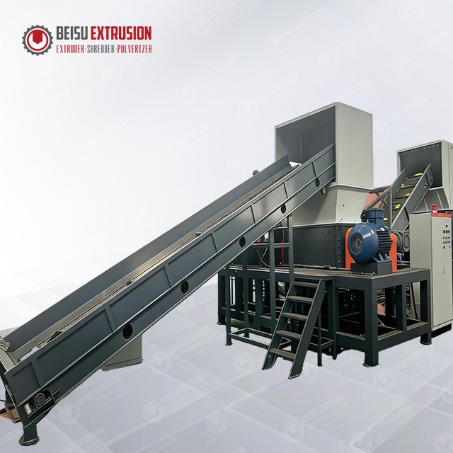 BEISU Factory Plastic recycling shredding and grinding equipment machine for barrels lumps pipes trays